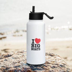 I Love Big Boats Stainless steel water bottle with a straw lid